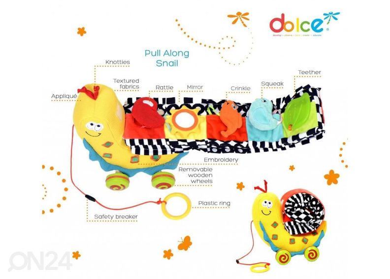 Dolce Toys vedettävä lelu värikäs etana Sammy kuvasuurennos