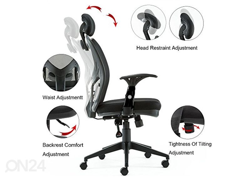 Ergonominen työtuoli Evita Deluxe musta kuvasuurennos