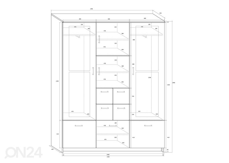 Eteiskaappi 150 cm kuvasuurennos