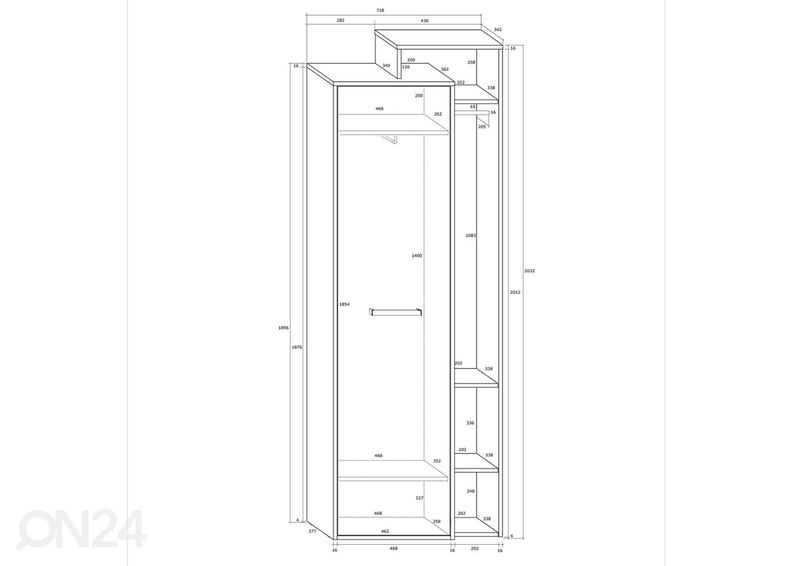 Eteiskaappi Macroom 72 cm kuvasuurennos