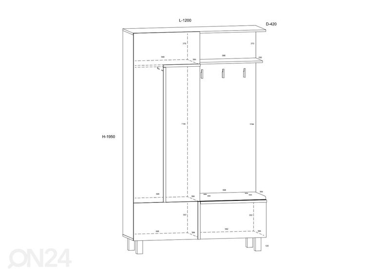 Eteiskaluste Youghal 120 cm kuvasuurennos