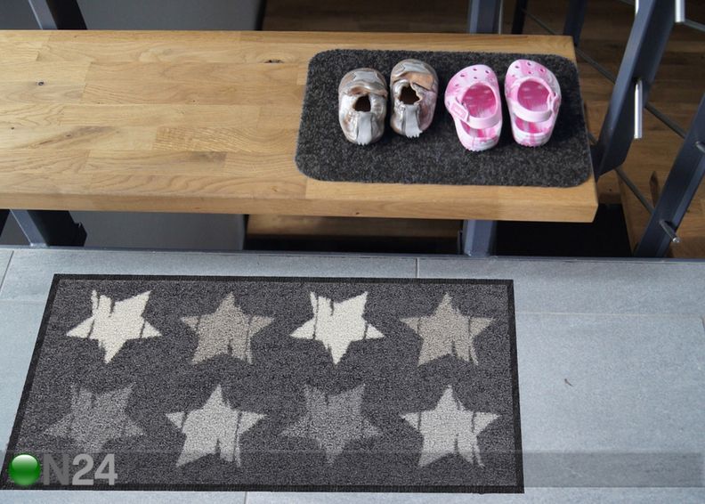 Eteismatto Wood Stars grey 30x60 cm kuvasuurennos