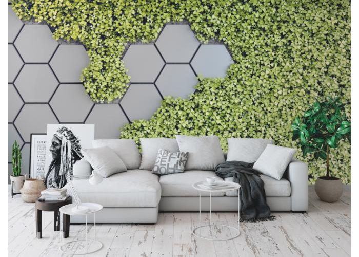 Fleece kuvatapetti 3D Green Vertical Garden 416x290 cm kuvasuurennos