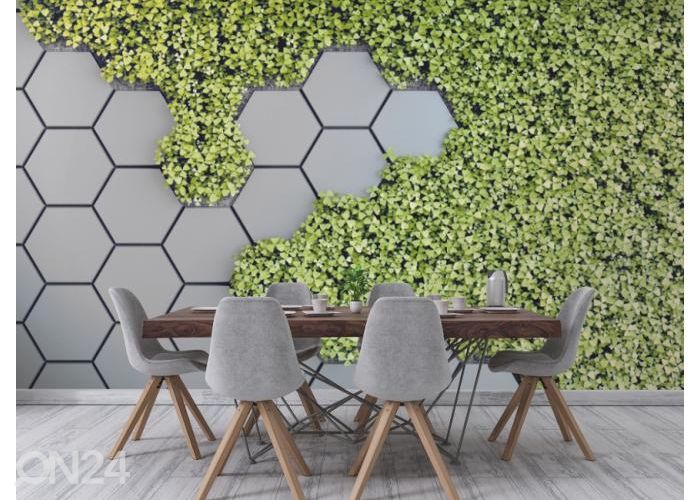 Fleece kuvatapetti 3D Green Vertical Garden 416x290 cm kuvasuurennos