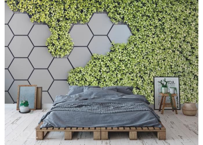 Fleece kuvatapetti 3D Green Vertical Garden 416x290 cm kuvasuurennos