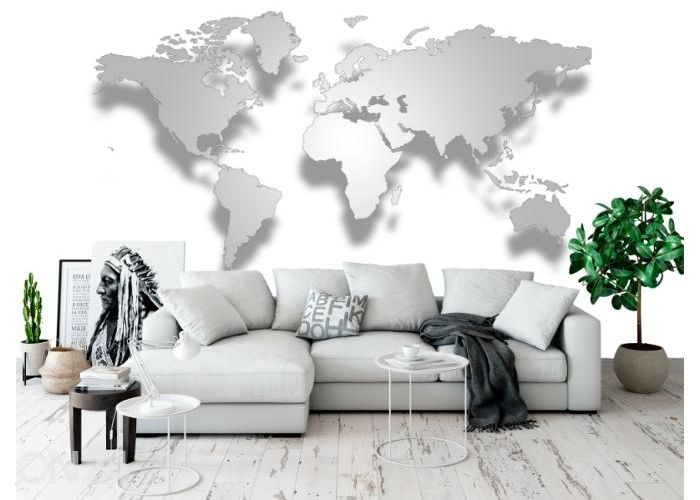 Fleece kuvatapetti 3D World Map 368x254 cm kuvasuurennos