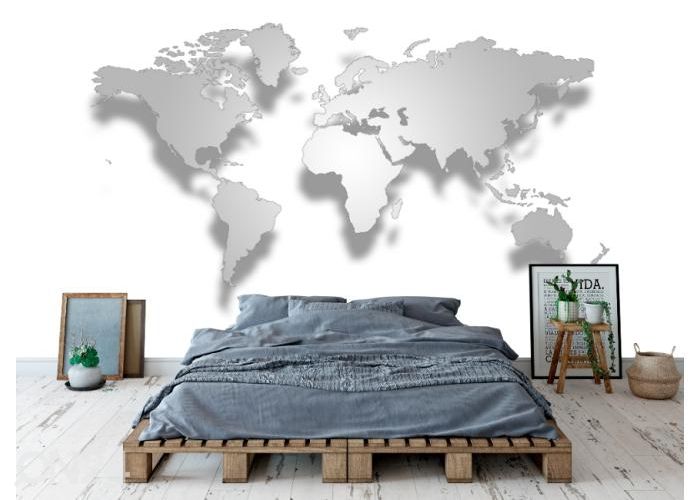 Fleece kuvatapetti 3D World Map 368x254 cm kuvasuurennos