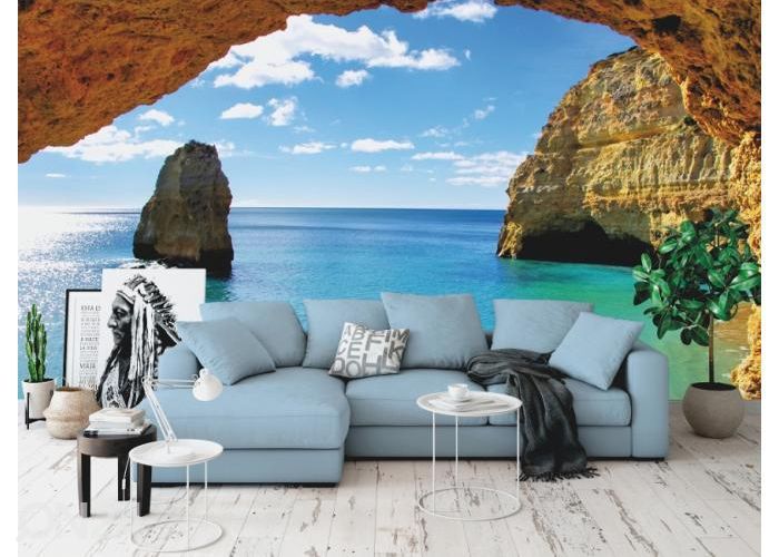 Fleece kuvatapetti Algarve Coast Rocks 368x254 cm kuvasuurennos