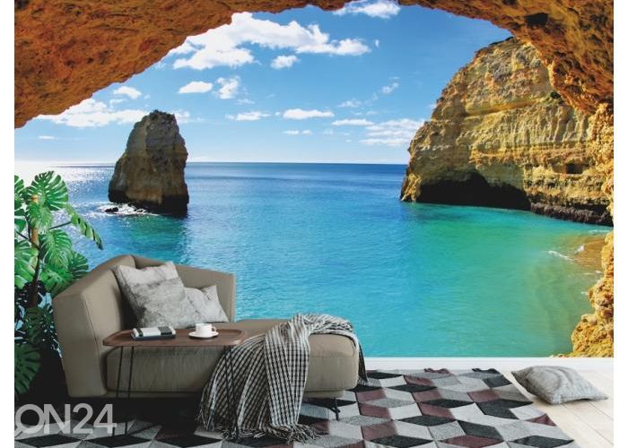 Fleece kuvatapetti Algarve Coast Rocks 368x254 cm kuvasuurennos