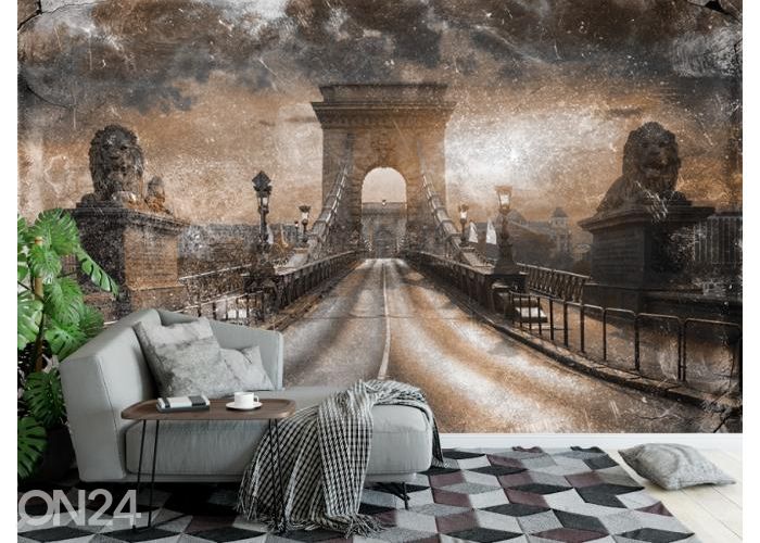 Fleece-kuvatapetti Art Mural Bridge In Budapest 400x260 cmcm kuvasuurennos