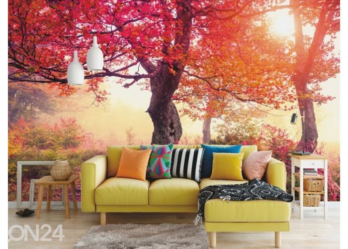 Fleece kuvatapetti Autumn Trees In Carpathians 368x254 cm kuvasuurennos