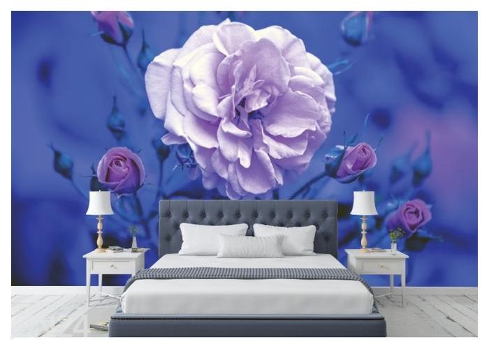 Fleece kuvatapetti Blue Vintage Rose 416x290 cm kuvasuurennos
