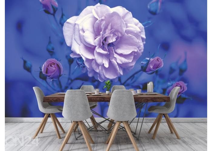 Fleece kuvatapetti Blue Vintage Rose 416x290 cm kuvasuurennos