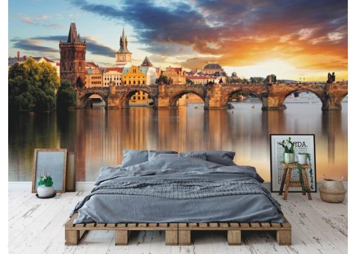 Fleece kuvatapetti Charles Bridge In Prague 416x290 cm kuvasuurennos
