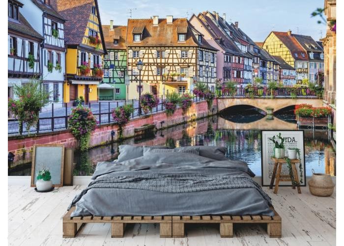 Fleece kuvatapetti Colorful French Houses 368x254 cm kuvasuurennos