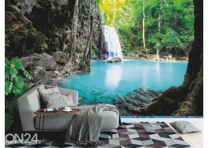 Fleece kuvatapetti Erawan Cascade Waterfall 416x290 cm kuvasuurennos