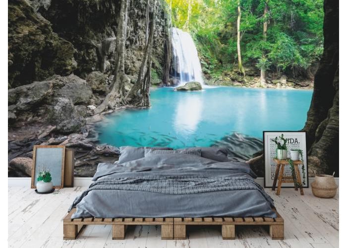 Fleece kuvatapetti Erawan Cascade Waterfall 416x290 cm kuvasuurennos