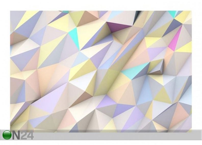Fleece-kuvatapetti Geometric Pastel Triangles In 3D kuvasuurennos