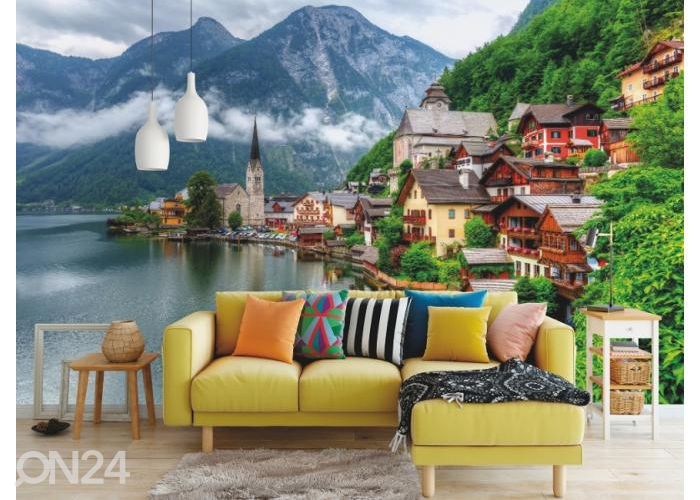 Fleece kuvatapetti Hallstatt Village 400x260 cm kuvasuurennos