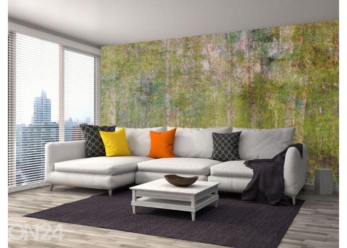 Fleece-kuvatapetti Leaves Abstract 150x250 cm kuvasuurennos