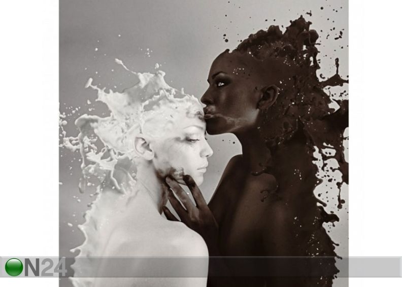Fleece-kuvatapetti Milk & Coffee Kiss Black And White kuvasuurennos