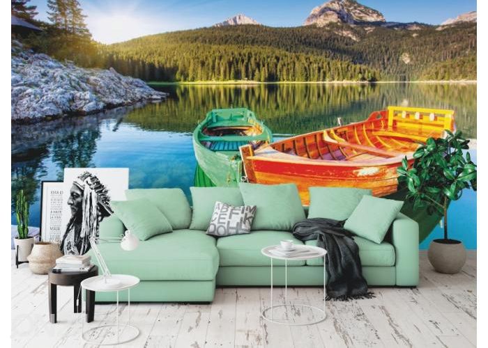 Fleece kuvatapetti Mountain Lake 368x254 cm kuvasuurennos