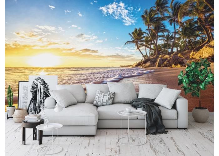 Fleece kuvatapetti Tropical Paradise Beach 368x254 cm kuvasuurennos