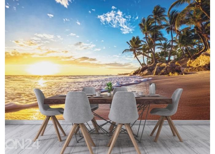 Fleece kuvatapetti Tropical Paradise Beach 368x254 cm kuvasuurennos