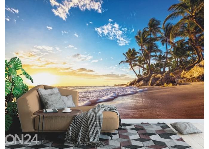 Fleece kuvatapetti Tropical Paradise Beach 368x254 cm kuvasuurennos