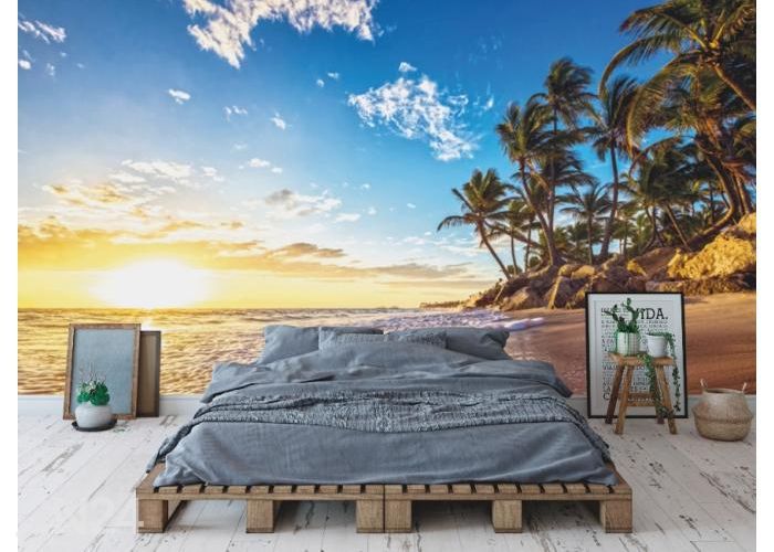 Fleece kuvatapetti Tropical Paradise Beach 368x254 cm kuvasuurennos