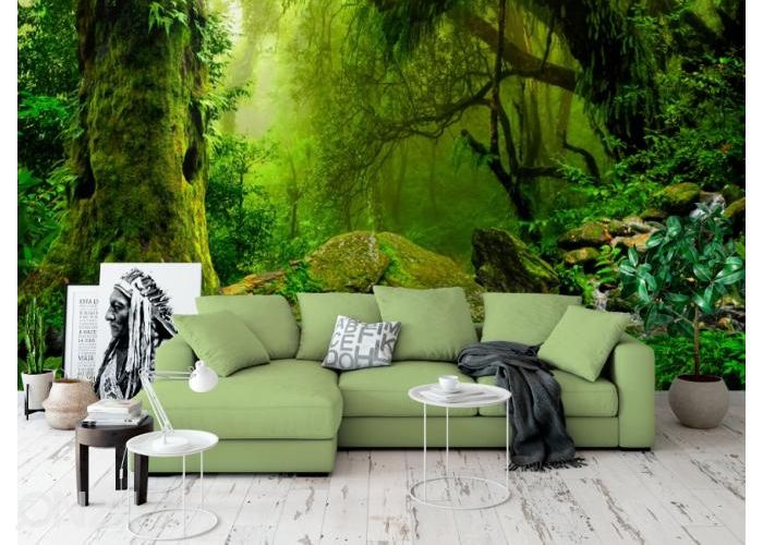 Fleece kuvatapetti Waterfall In Rain Forest 368x254 cm kuvasuurennos