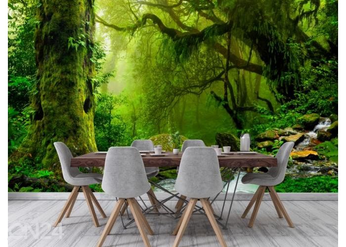 Fleece kuvatapetti Waterfall In Rain Forest 368x254 cm kuvasuurennos
