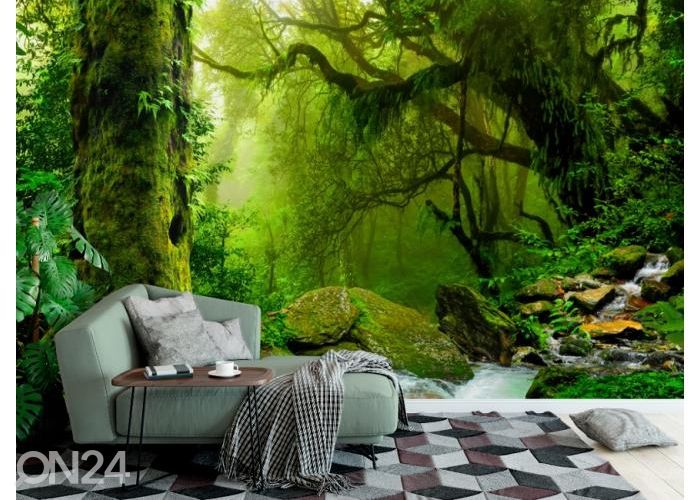 Fleece kuvatapetti Waterfall In Rain Forest 368x254 cm kuvasuurennos