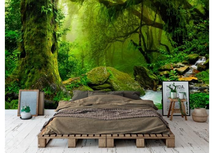 Fleece kuvatapetti Waterfall In Rain Forest 368x254 cm kuvasuurennos