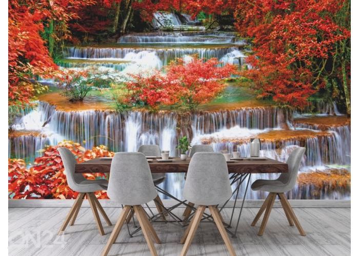 Fleece kuvatapetti Waterfall In Rain Forest 400x260 cm kuvasuurennos