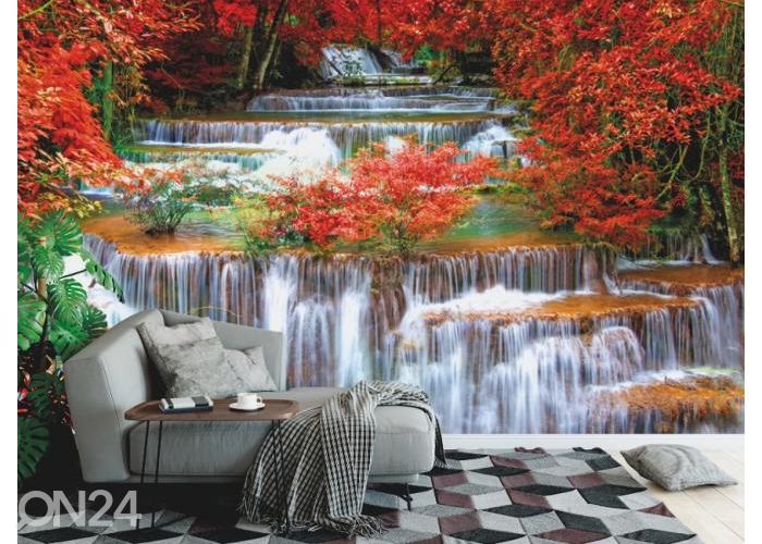 Fleece kuvatapetti Waterfall In Rain Forest 400x260 cm kuvasuurennos