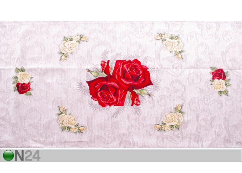 Globeliinikangas pöytäliina RUUSUT 45x140 cm kuvasuurennos