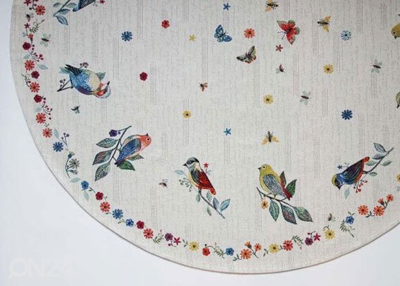 Gobeliini pöytäliina Linnut Ø 140 cm kuvasuurennos