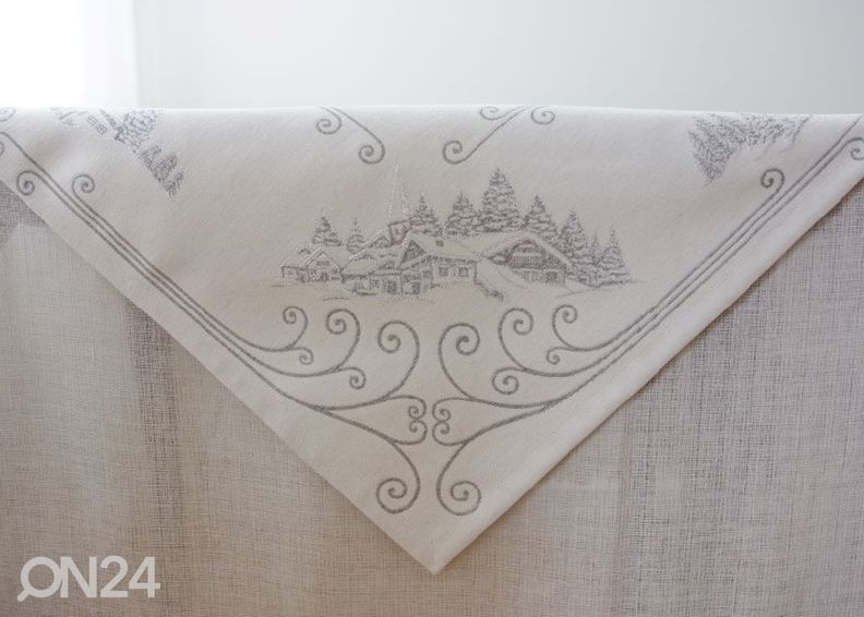 Gobeliinikankainen joululiina Chalet Lurex silver 100x100 cm kuvasuurennos