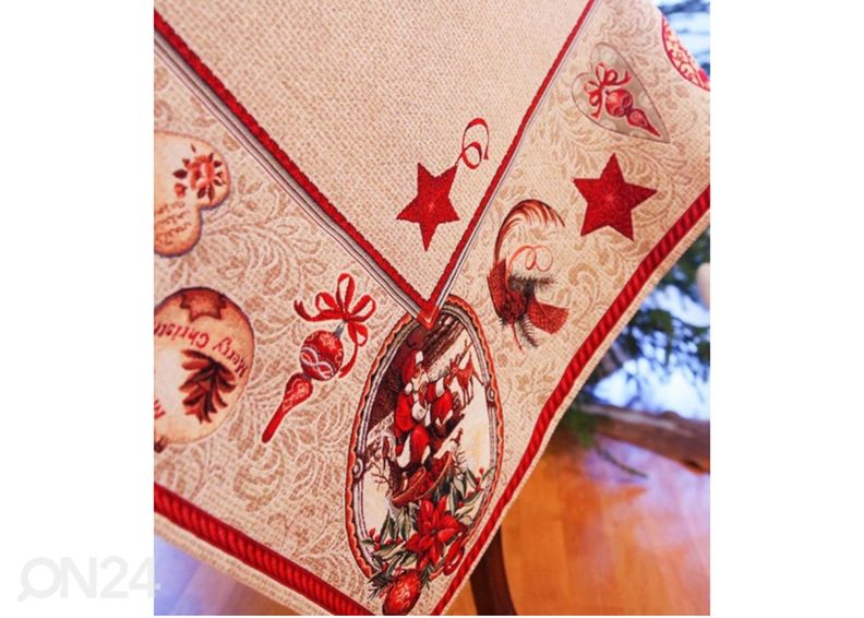 Gobeliinikankainen joululiina SANTA CLAUS 100x100 cm kuvasuurennos