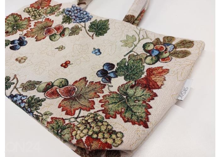Gobeliinikankainen laukku Viinimarjat kuvasuurennos
