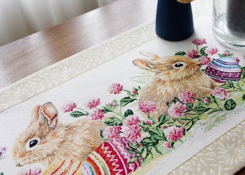 Gobeliinikankainen liina Kanin 37x68 cm kuvasuurennos