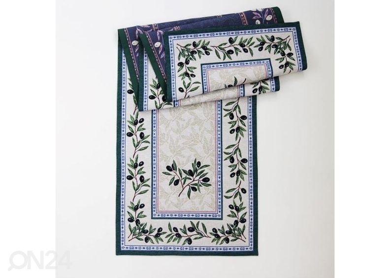 Gobeliinikankainen pöytäliina Baena / Oliivit 45x177 cm kuvasuurennos