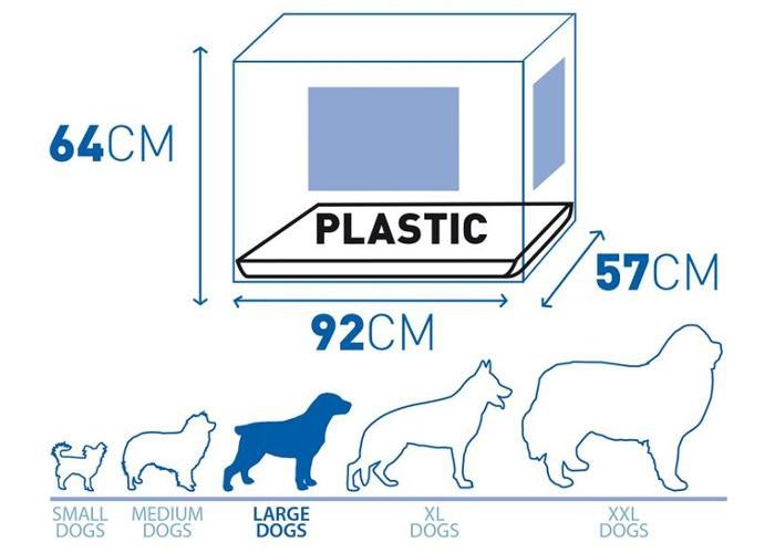 Häkki 2:lla ovella ja muovipohjalla l/ 92x57x64cm musta Duvo + kuvasuurennos