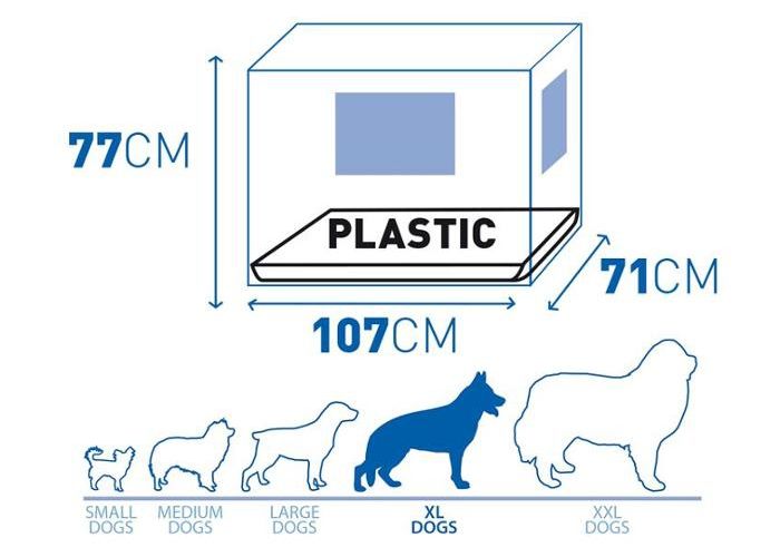 Häkki 2:lla ovella ja muovipohjalla XL / musta 107x71x77cm Duvo + kuvasuurennos