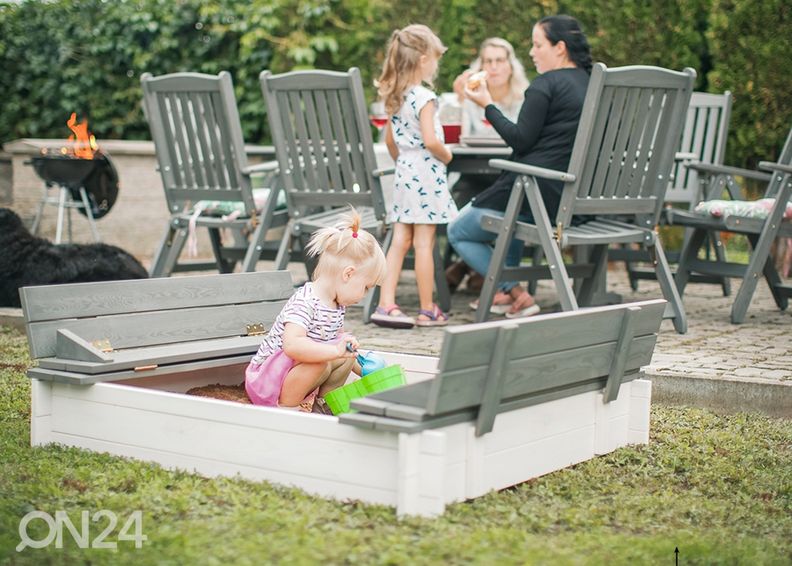 Hiekkalaatikko kannella ja istuimilla 140x140 cm kuvasuurennos