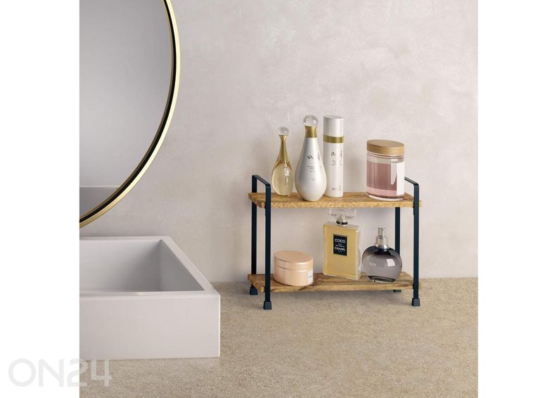 Hylly 2 kpl York 34x8x23 cm, musta + akaasiapuu kuvasuurennos