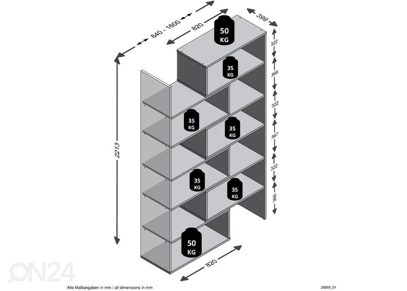 Hyllystö CALVIA 9 kuvasuurennos