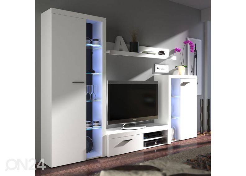 Hyllystö + valkoinen LED valaistus kuvasuurennos