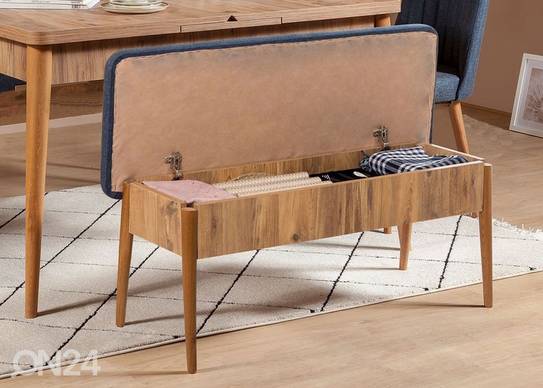 Jatkettava ruokapöytä 80x130-165 cm + 2 tuolia + penkki kuvasuurennos